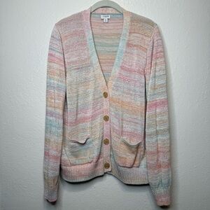 J. Crew Pastel Stripe Button Front Beach Cardigan Size XL Cozy Soft Girl Casual